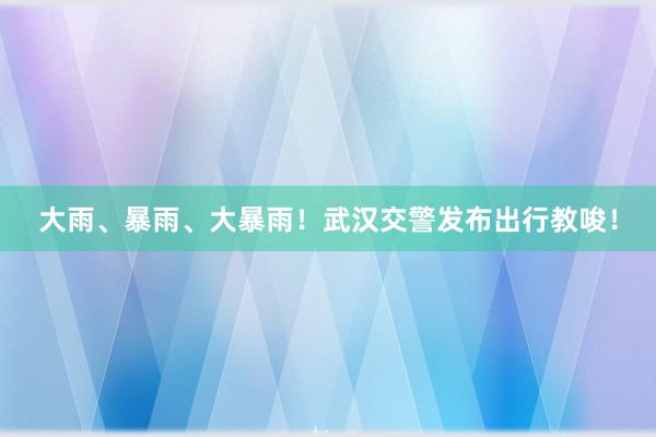 大雨、暴雨、大暴雨！武汉交警发布出行教唆！