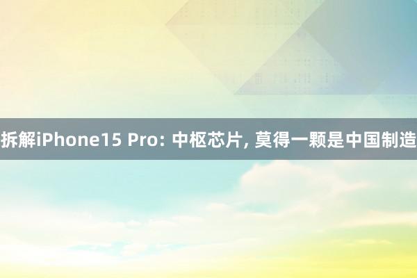 拆解iPhone15 Pro: 中枢芯片, 莫得一颗是中国制造