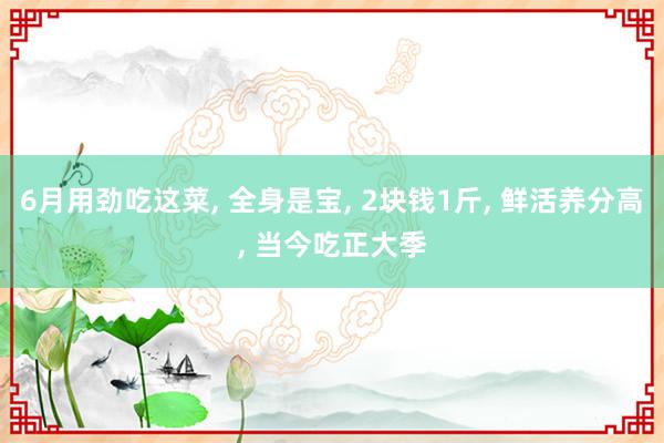 6月用劲吃这菜, 全身是宝, 2块钱1斤, 鲜活养分高, 当今吃正大季