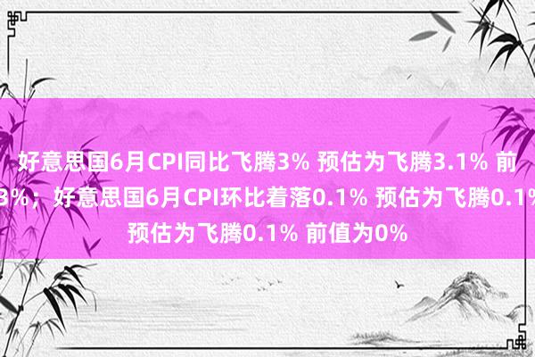 好意思国6月CPI同比飞腾3% 预估为飞腾3.1% 前值为飞腾3.3%；好意思国6月CPI环比着落0.1% 预估为飞腾0.1% 前值为0%