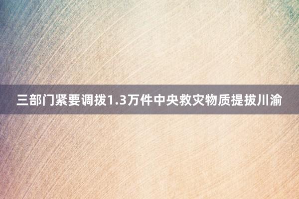 三部门紧要调拨1.3万件中央救灾物质提拔川渝