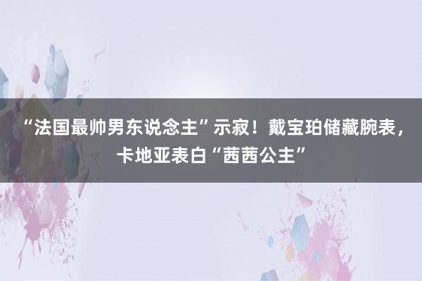 “法国最帅男东说念主”示寂！戴宝珀储藏腕表，卡地亚表白“茜茜公主”