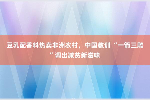 豆乳配香料热卖非洲农村，中国教训 “一箭三雕”调出减贫新滋味