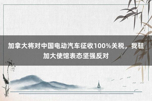 加拿大将对中国电动汽车征收100%关税，我驻加大使馆表态坚强反对