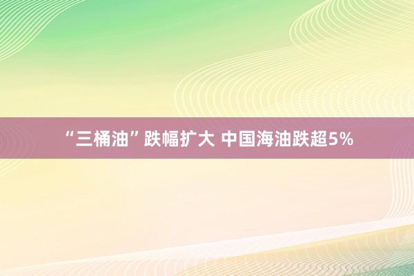 “三桶油”跌幅扩大 中国海油跌超5%