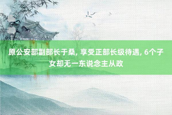 原公安部副部长于桑, 享受正部长级待遇, 6个子女却无一东说念主从政