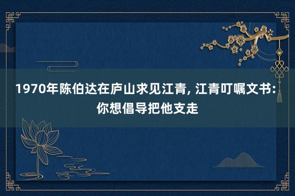 1970年陈伯达在庐山求见江青, 江青叮嘱文书: 你想倡导把他支走