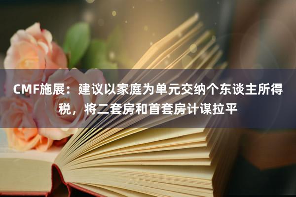 CMF施展：建议以家庭为单元交纳个东谈主所得税，将二套房和首套房计谋拉平