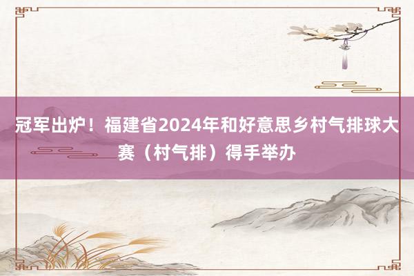 冠军出炉！福建省2024年和好意思乡村气排球大赛（村气排）得手举办